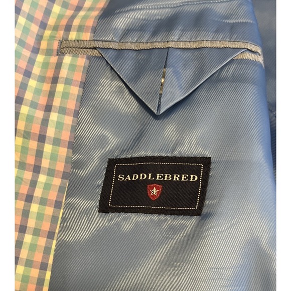 Saddlebred Men's Multicolor Spring Pastel Checks Sports Coat Blazer Size 42L - Picture 4 of 8